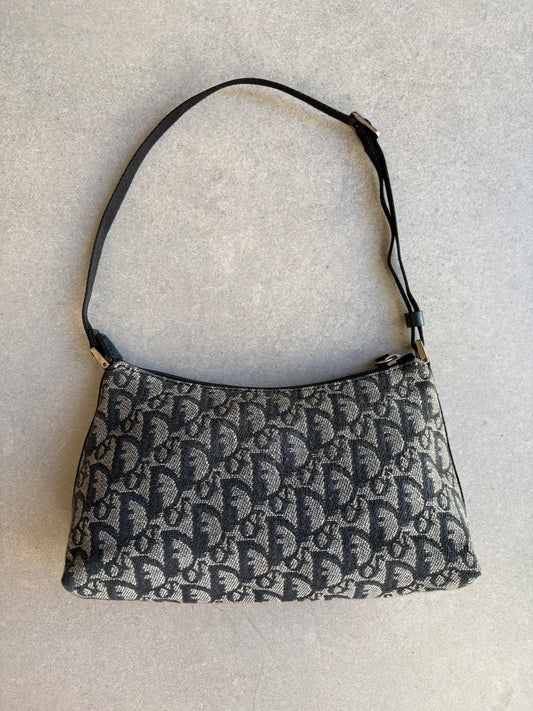 Christian Dior 2000s Blue Trotter Monogram Shoulder Bag
