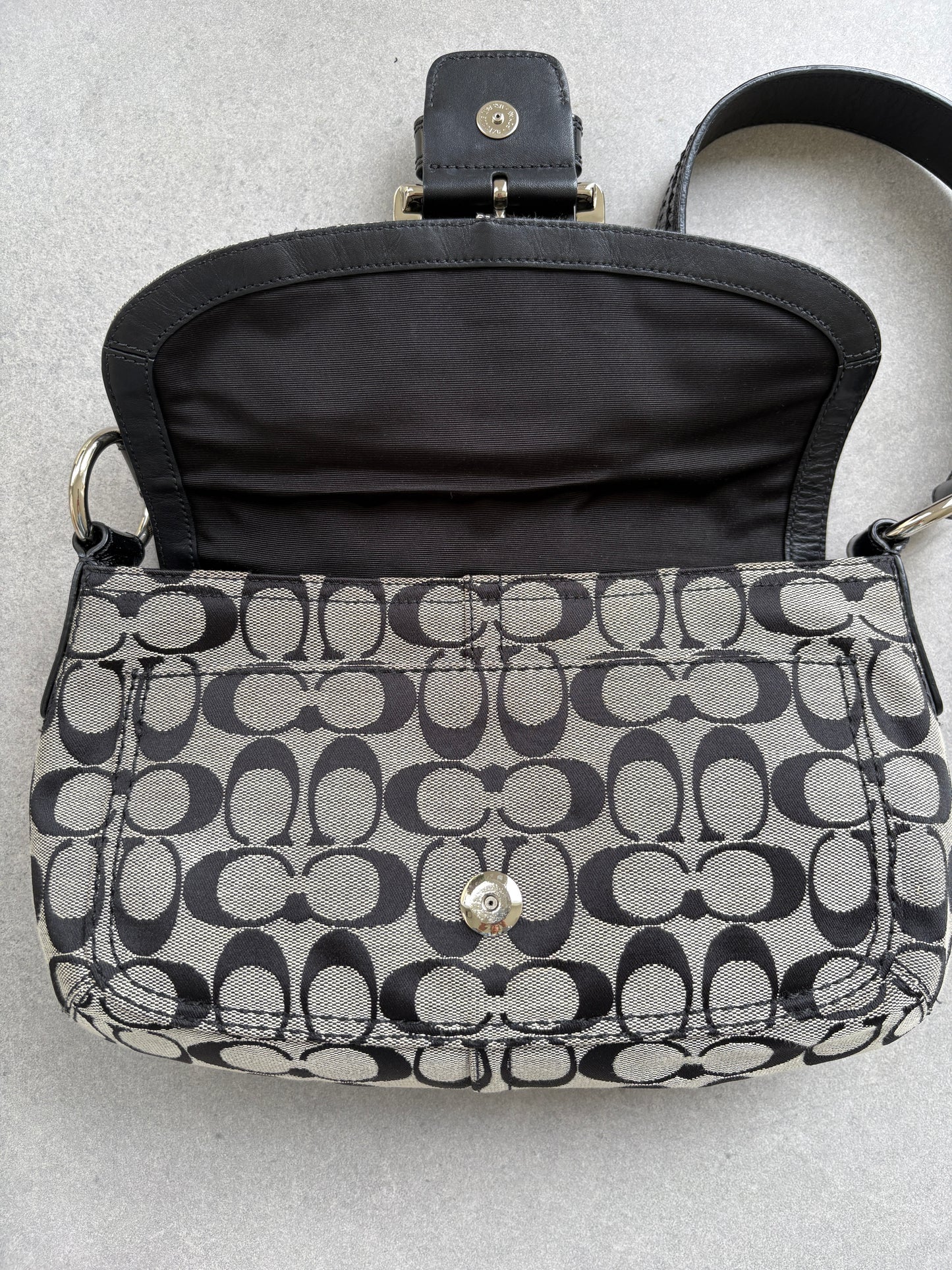 Coach Soho Black and Grey Monogram Shoulder Bag