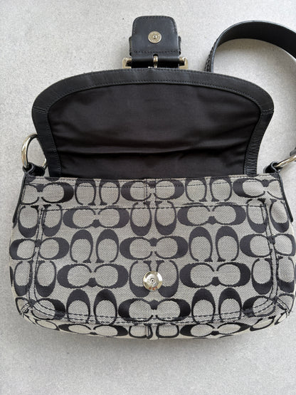 Coach Soho Black and Grey Monogram Shoulder Bag