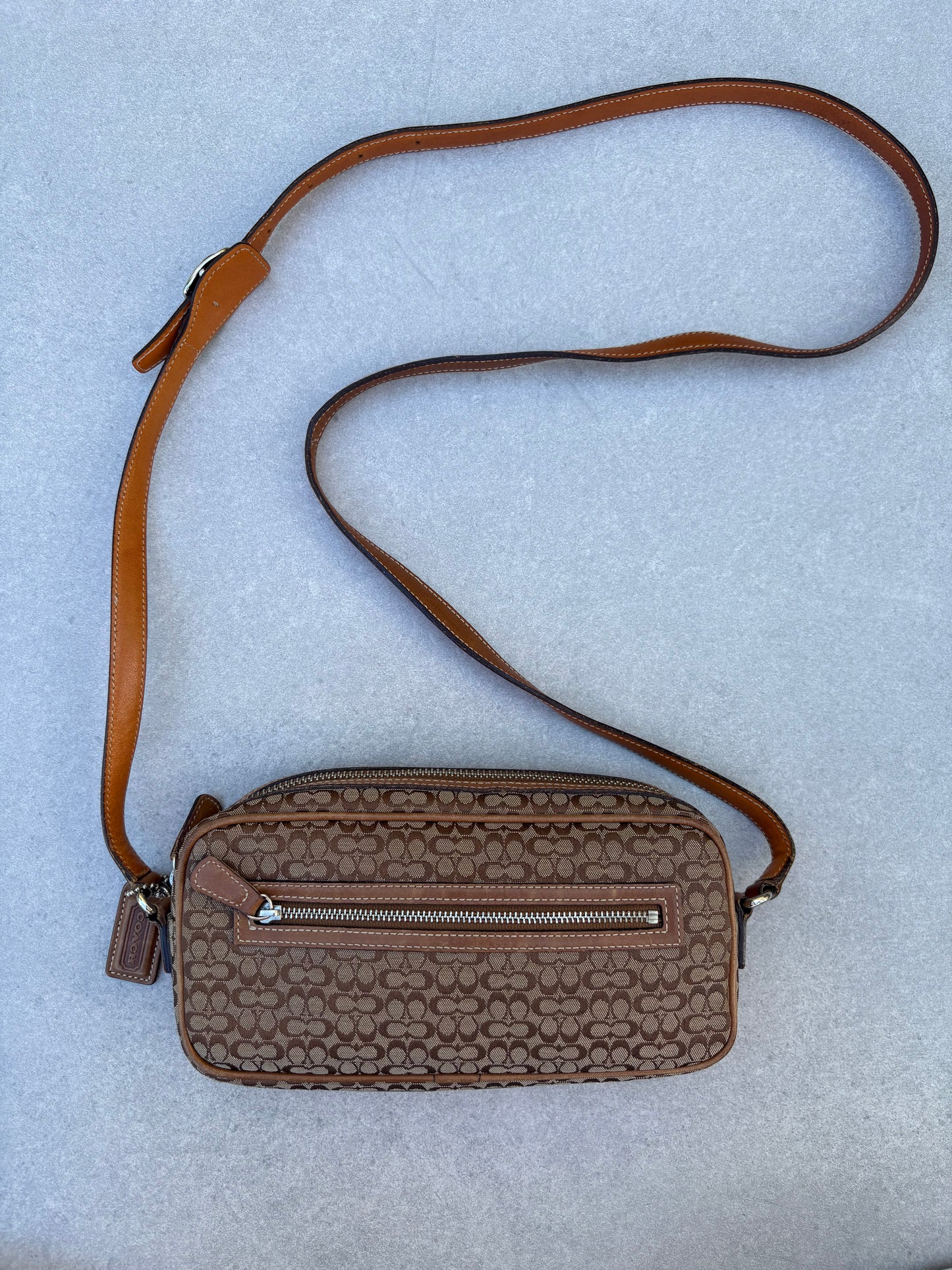 Coach Brown Canvas Signature Crossbody Bag