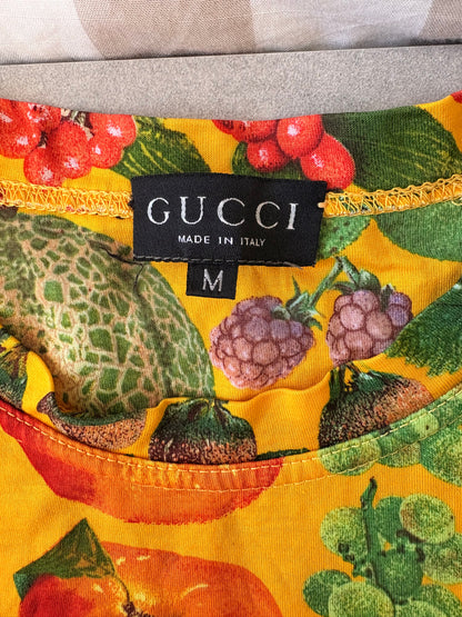 Gucci 1996 by Tom Ford Fruit Print Botanic Green Cotton T-Shirt