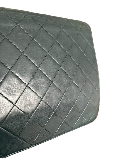 Chanel Classic Vintage Flap Black Lambskin Leather Shoulder Bag
