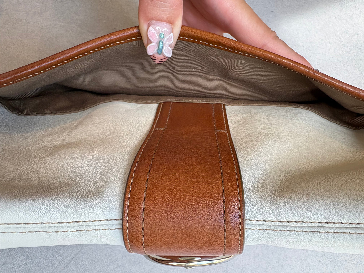 Coach Soho Cream and Brown Leather Shoulder Bag