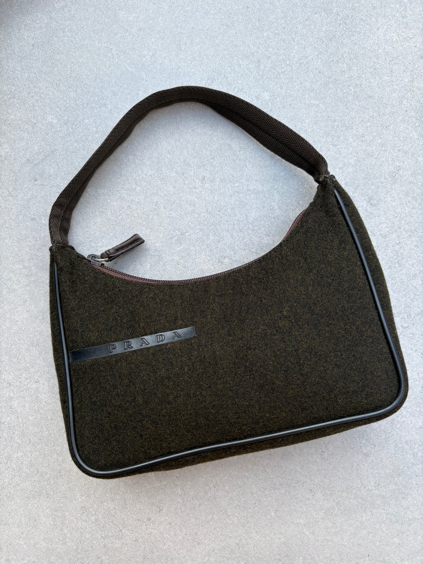 Prada Brown Re-edition 2000 Wool Bag