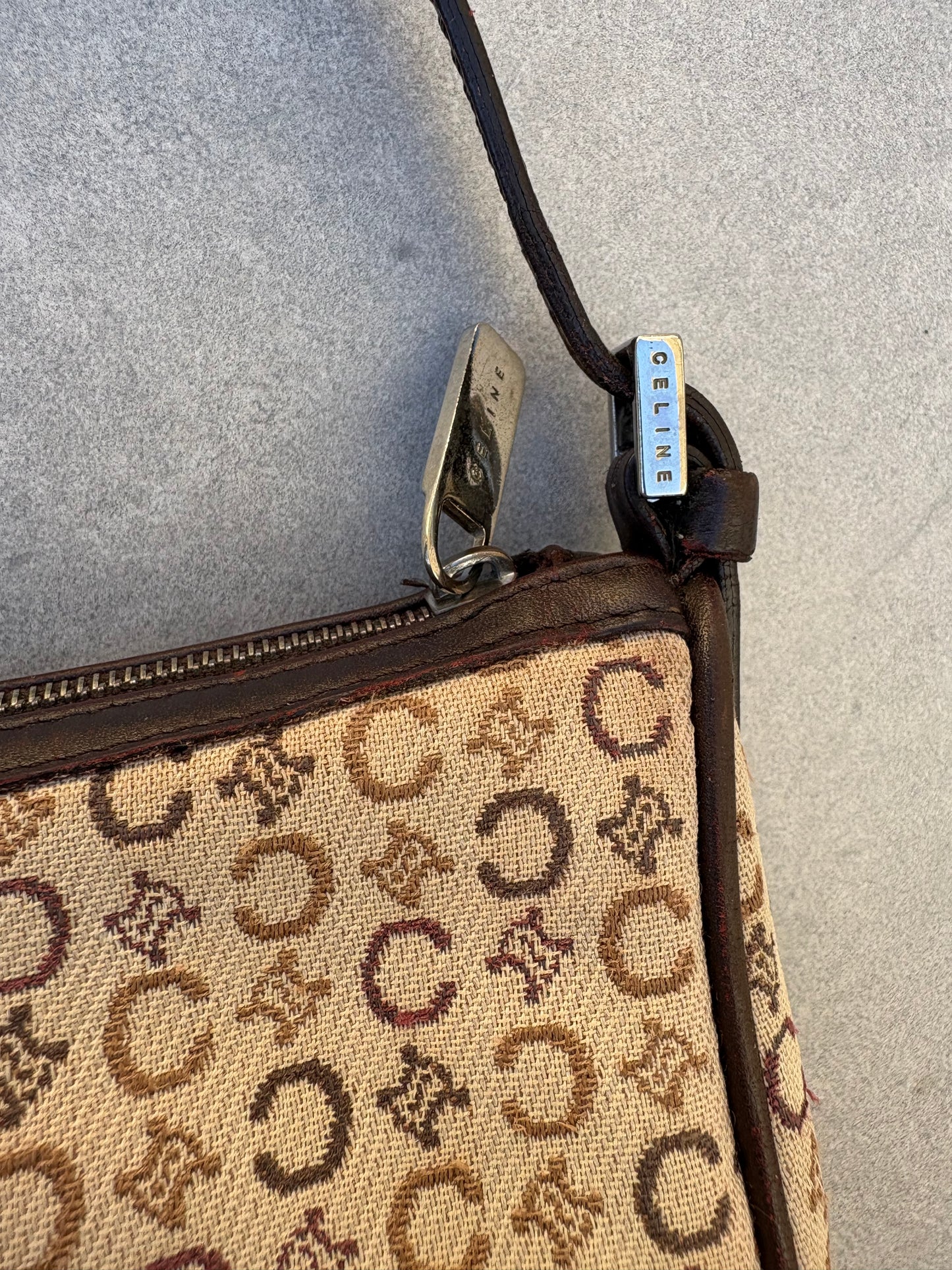 Celine Brown Monogram Macadam Shoulder Bag