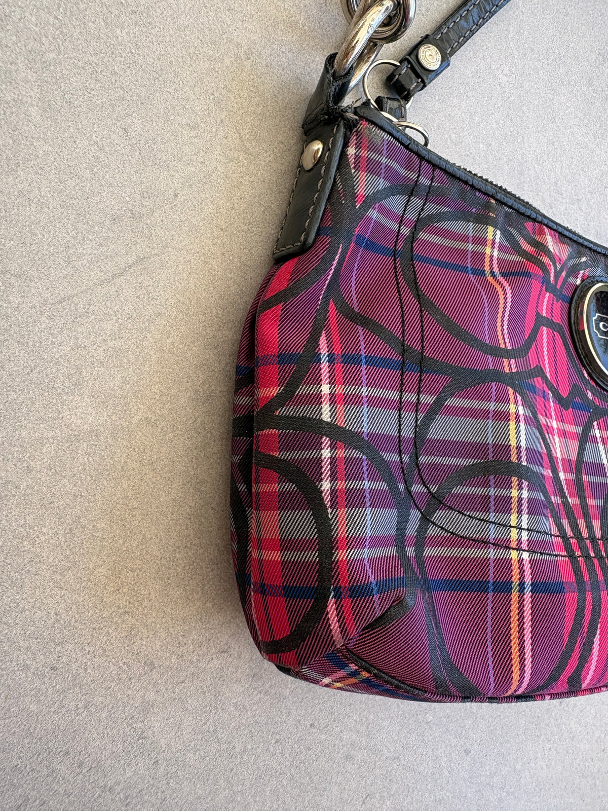 Coach Poppy Tartan Monogram Shoulder Bag
