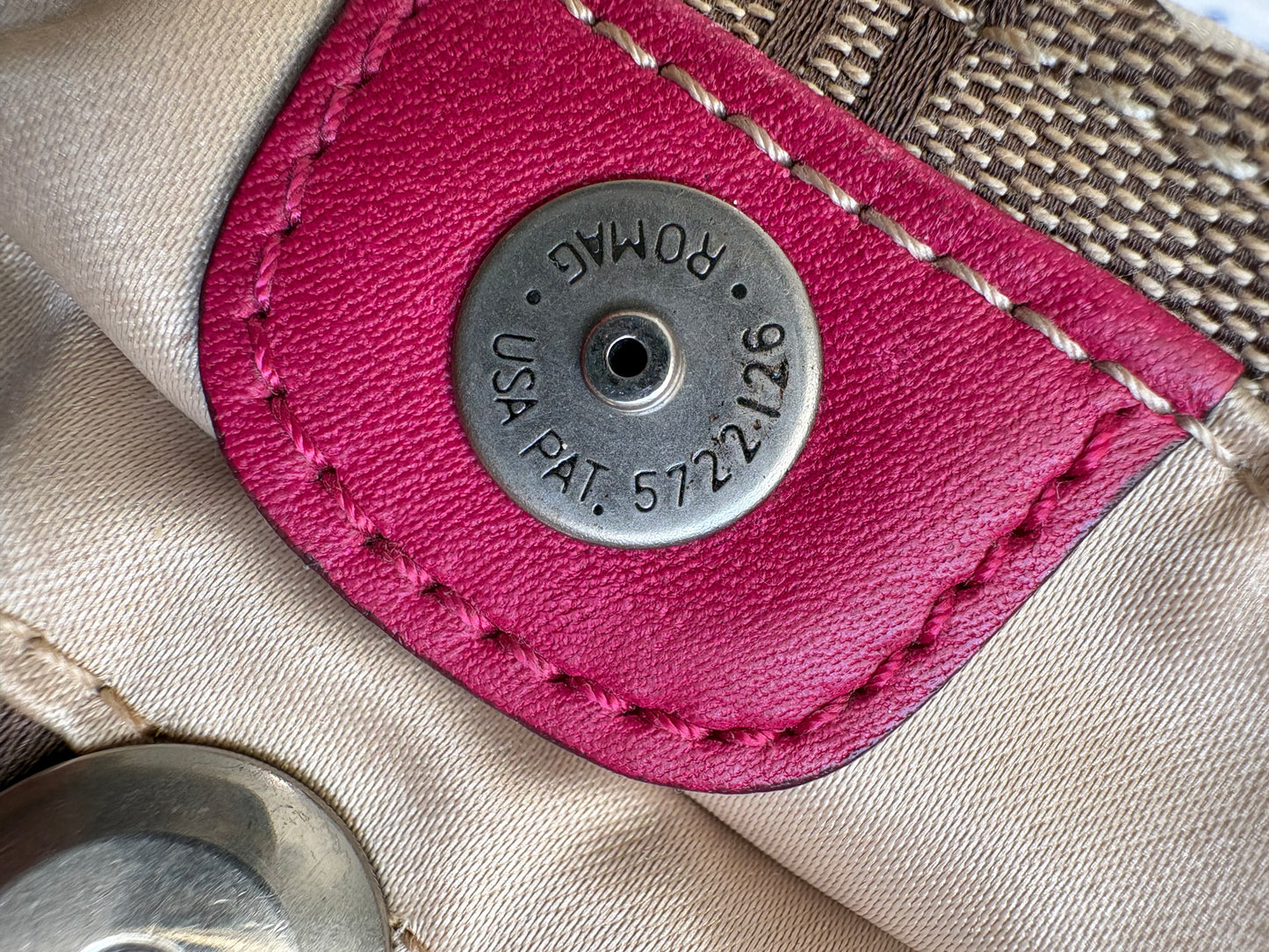 Coach Soho Signature Monogram with Pink Leather Shoulder Bag