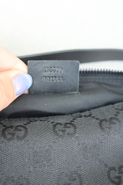 Gucci Black GG Canvas and Leather Pochette
