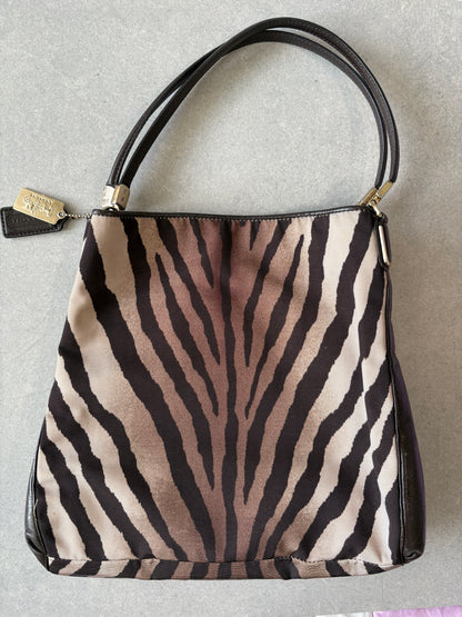 Coach Tote Black and Zebra Print Shoulder Bag