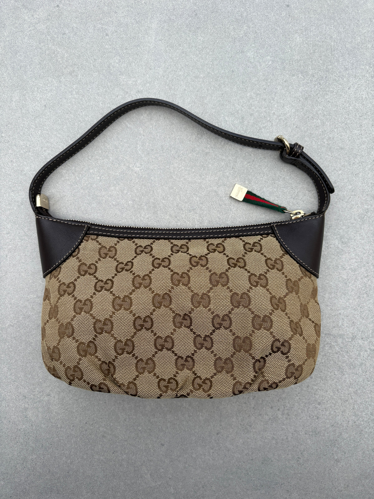 Gucci GG Canvas Pochette with Black Trim