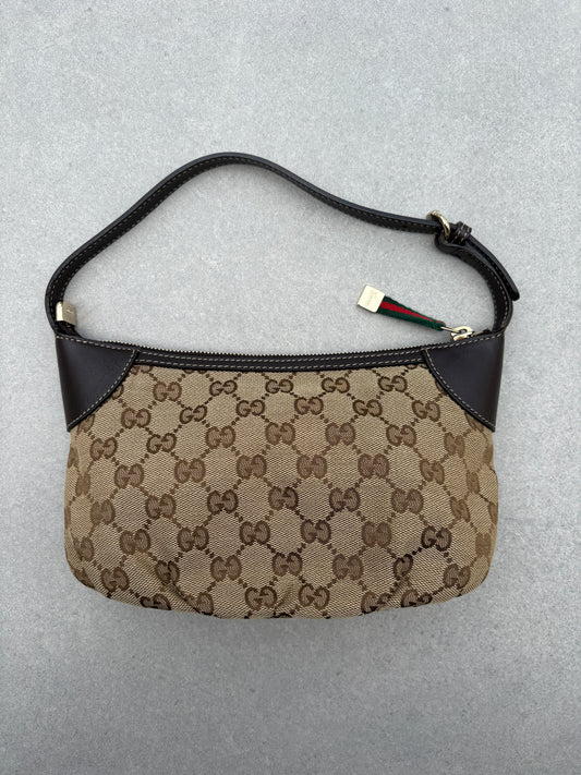 Gucci GG Canvas Pochette with Black Trim