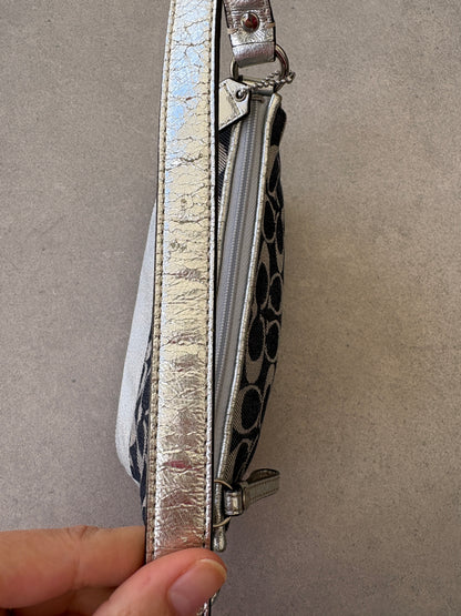 Coach Demi Denim and Silver Pouch