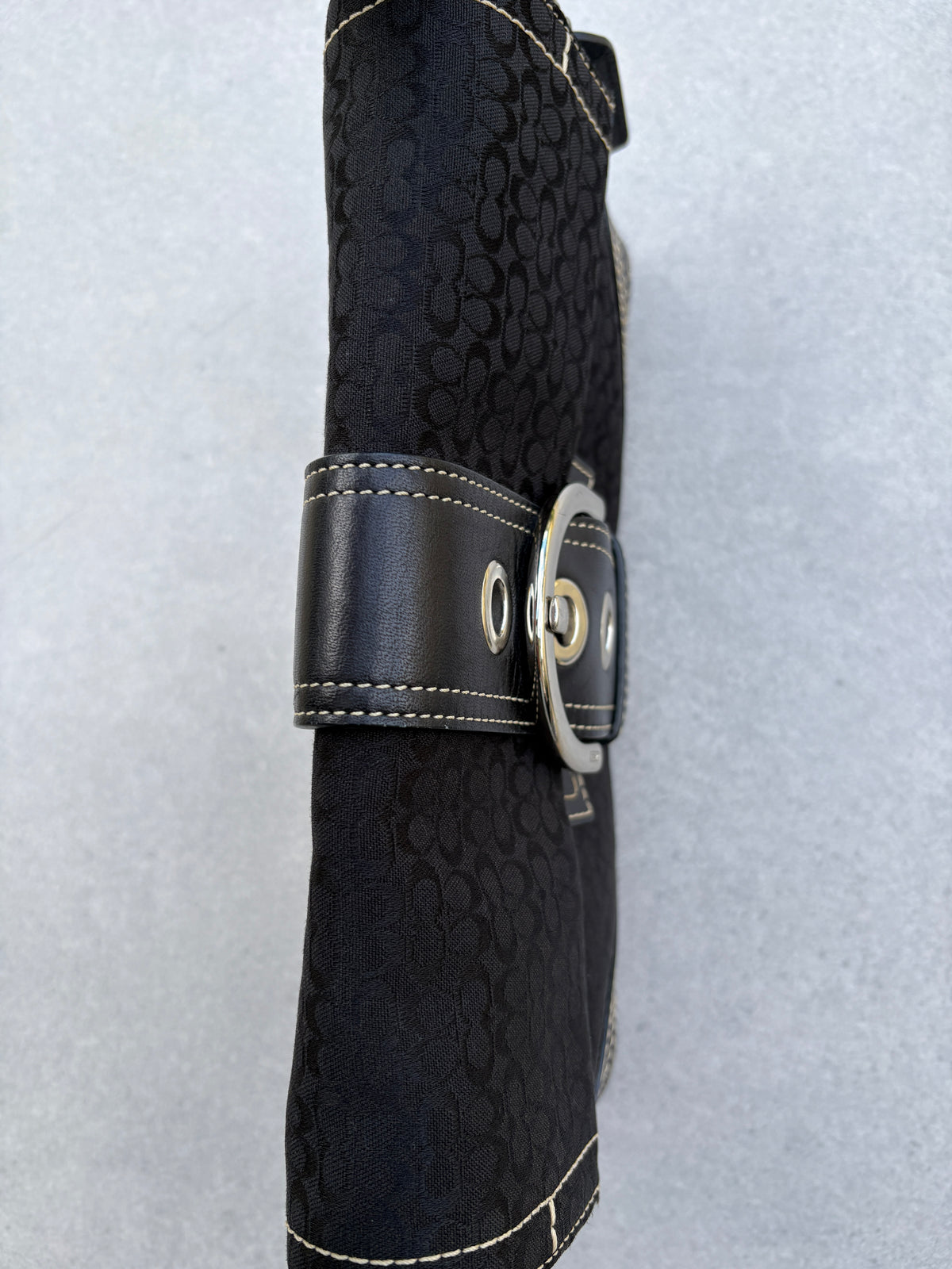 Coach Soho Black Signature Monogram Shoulder Bag