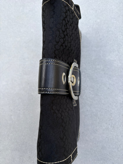 Coach Soho Black Signature Monogram Shoulder Bag