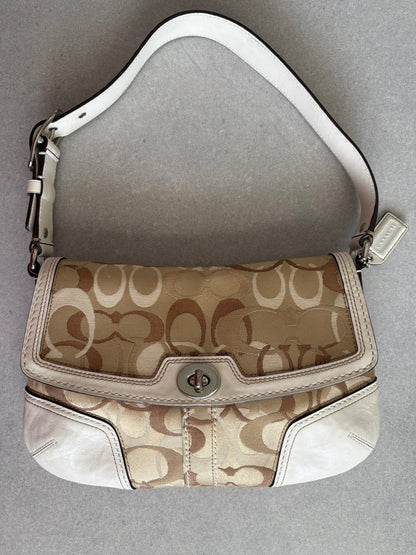 Coach Brown and Cream Optic Turnkey Shoulder Bag