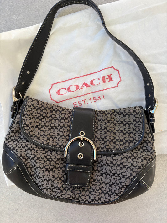 Coach Soho Black and Grey Monogram Shoulder Bag