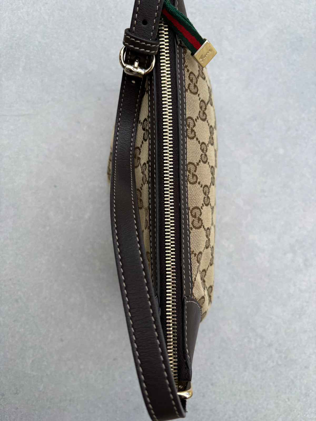 Gucci GG Canvas Pochette with Black Trim
