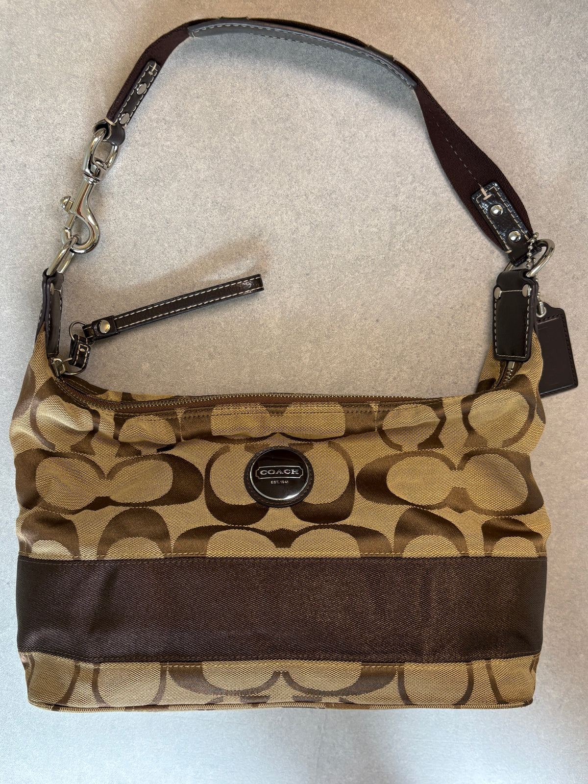 Coach Brown Monogram Hobo Shoulder Bag