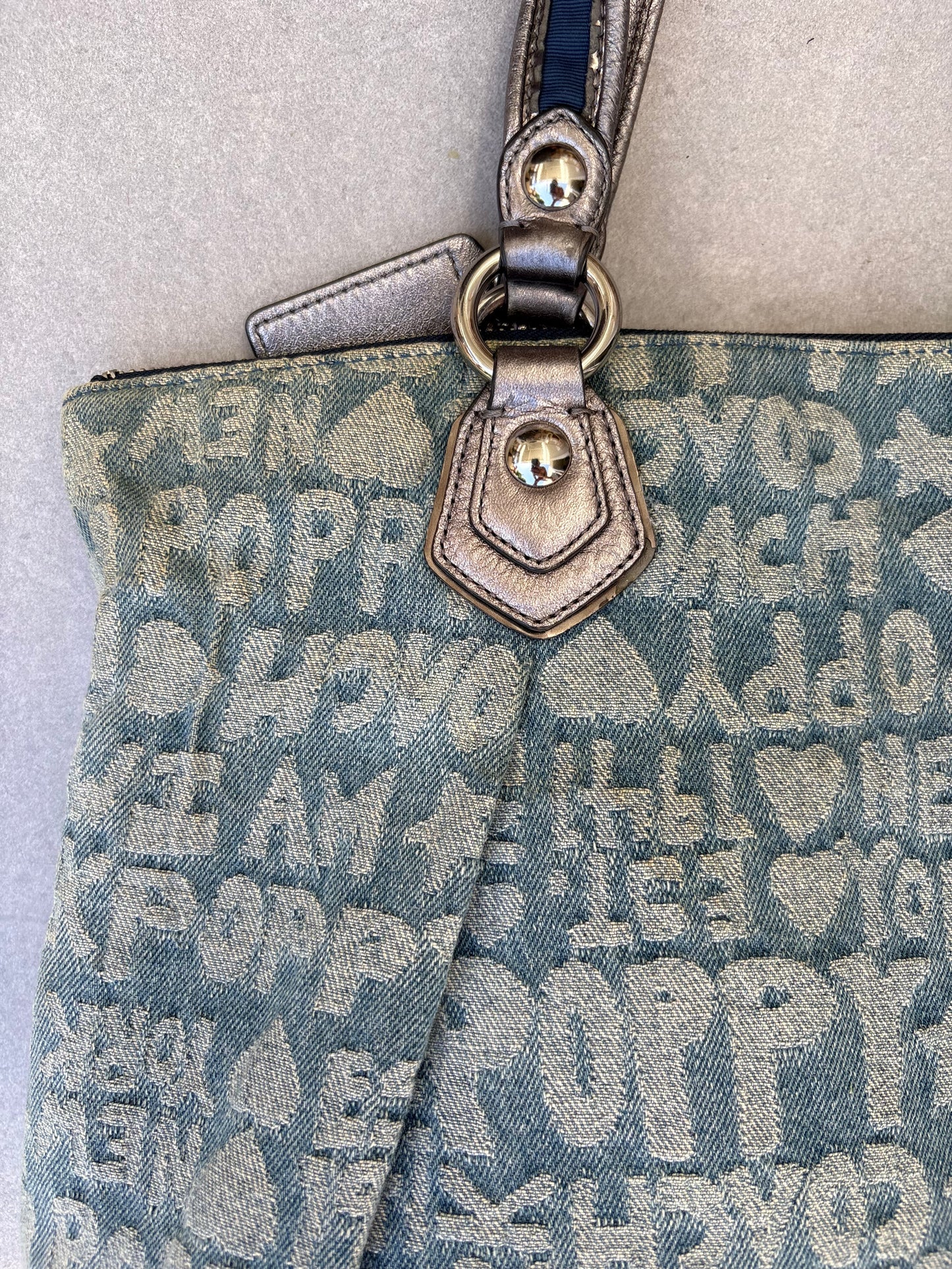 Coach Poppy Denim Tote Shoulder Bag