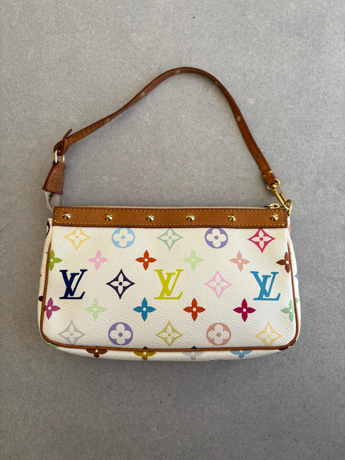 Louis Vuitton x Takashi Murakami White Multicolour Pochette Accessoires 2000s