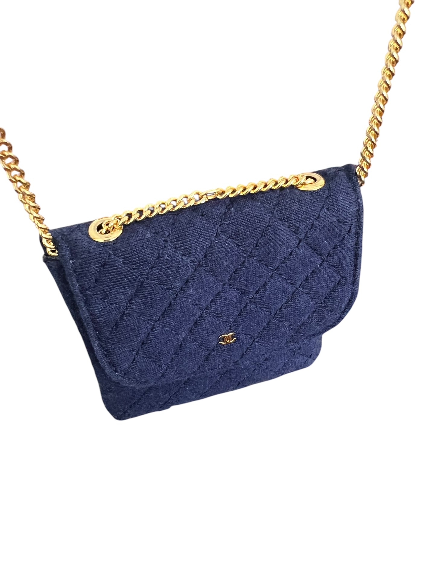 Chanel Chain Pouch Jersey Navy