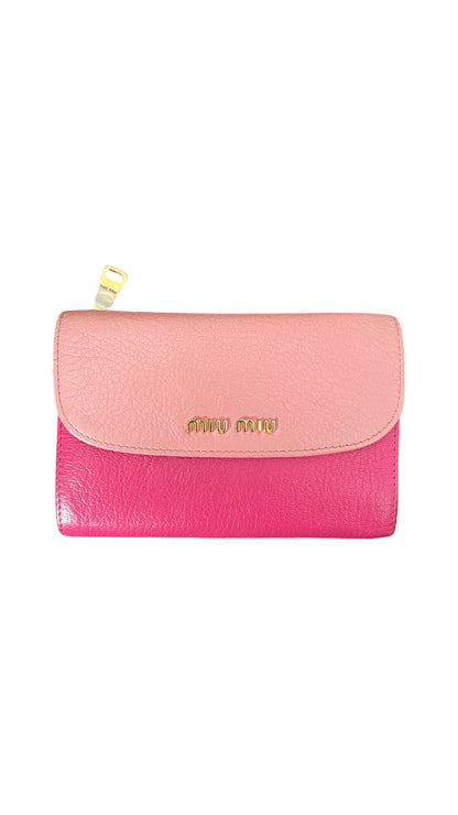Miu Miu Pink Folded flap Zipper Wallet