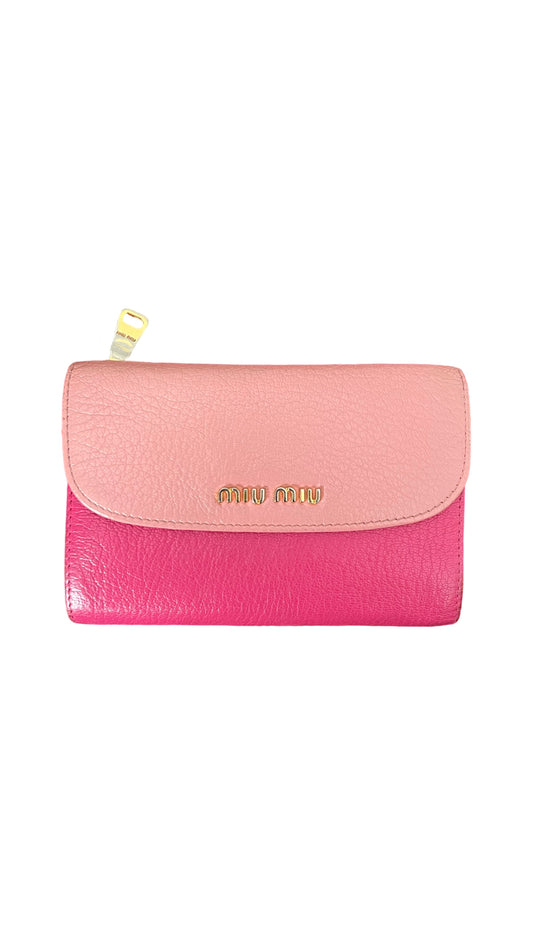 Miu Miu Pink Folded flap Zipper Wallet