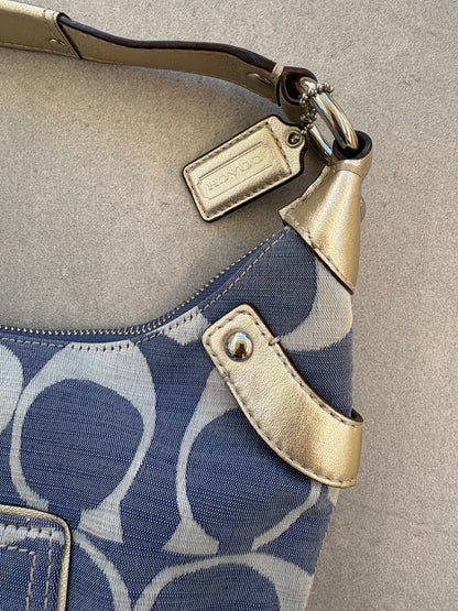 Coach Blue Monogram Shoulder Bag