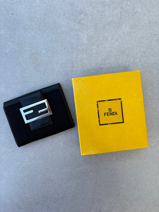 Fendi Black Canvas and Leather Wallet