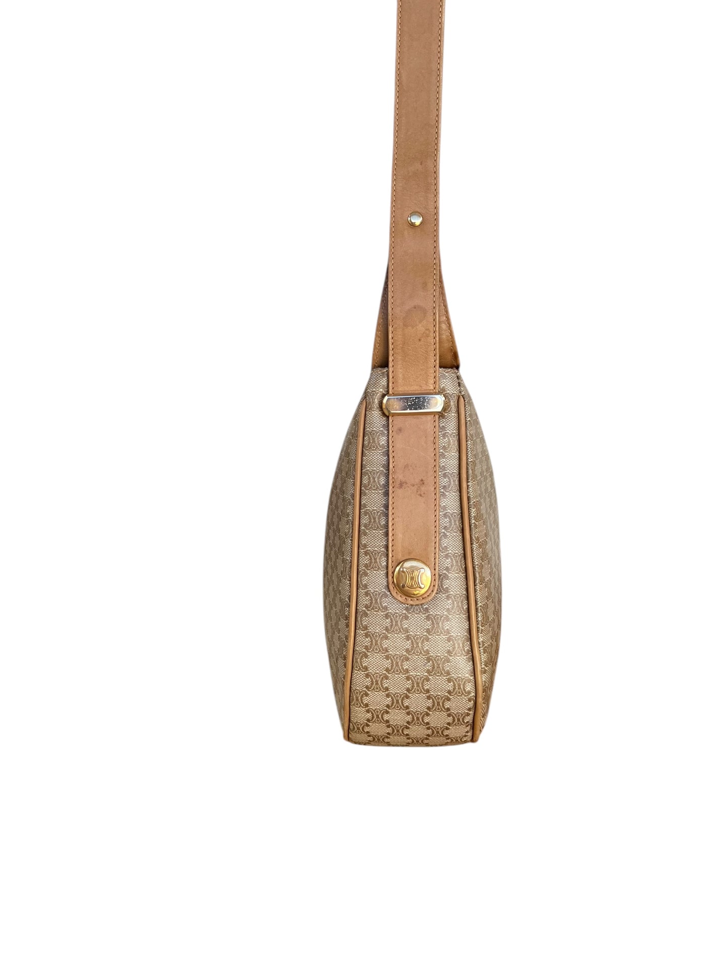 Celine Macadam Triomphe One Shoulder Bag Beige