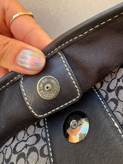 Coach Soho Black and Grey Monogram Shoulder Bag