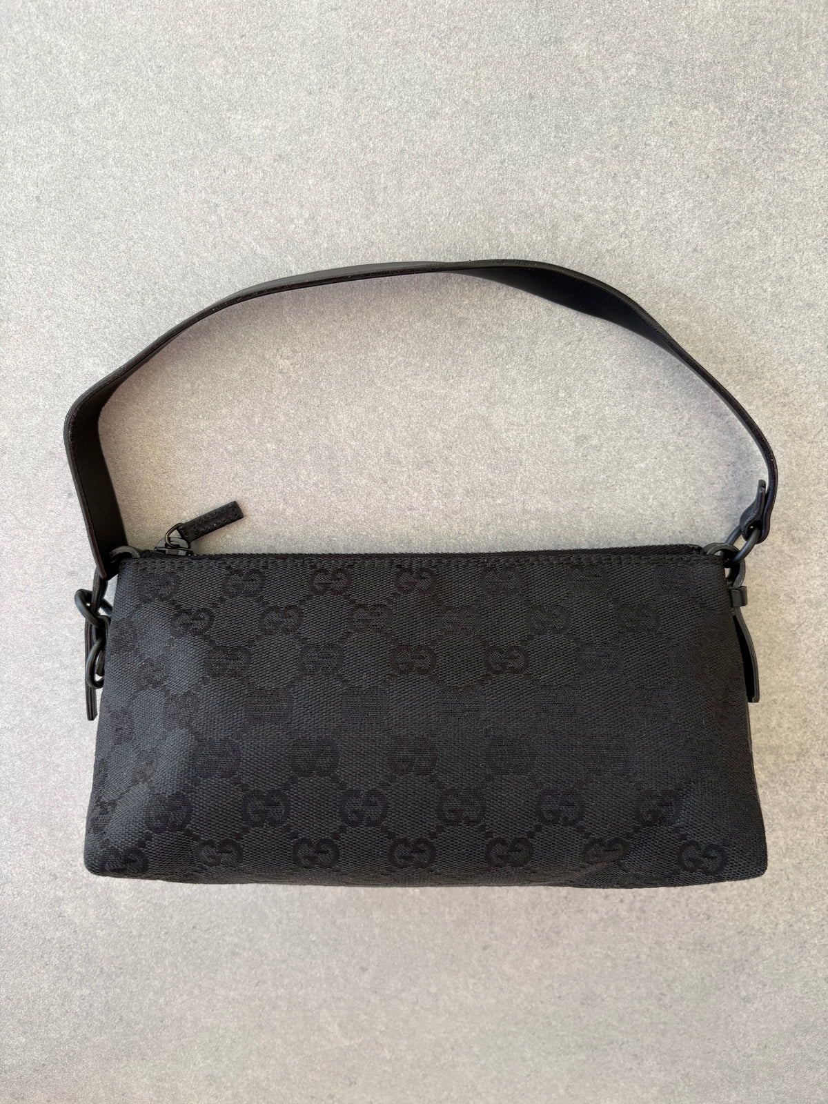 Gucci Black GG Canvas and Leather Pochette