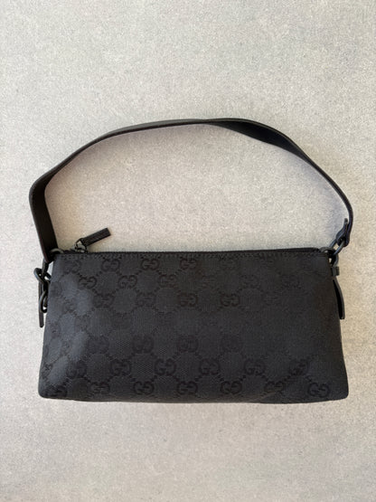 Gucci Black GG Canvas and Leather Pochette
