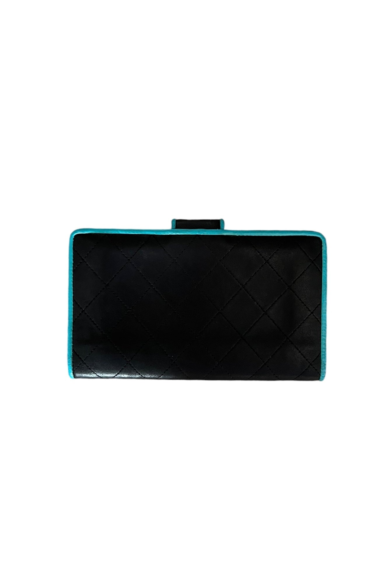 Chanel Black/Blue Quilted Lambskin Leather Long Wallet