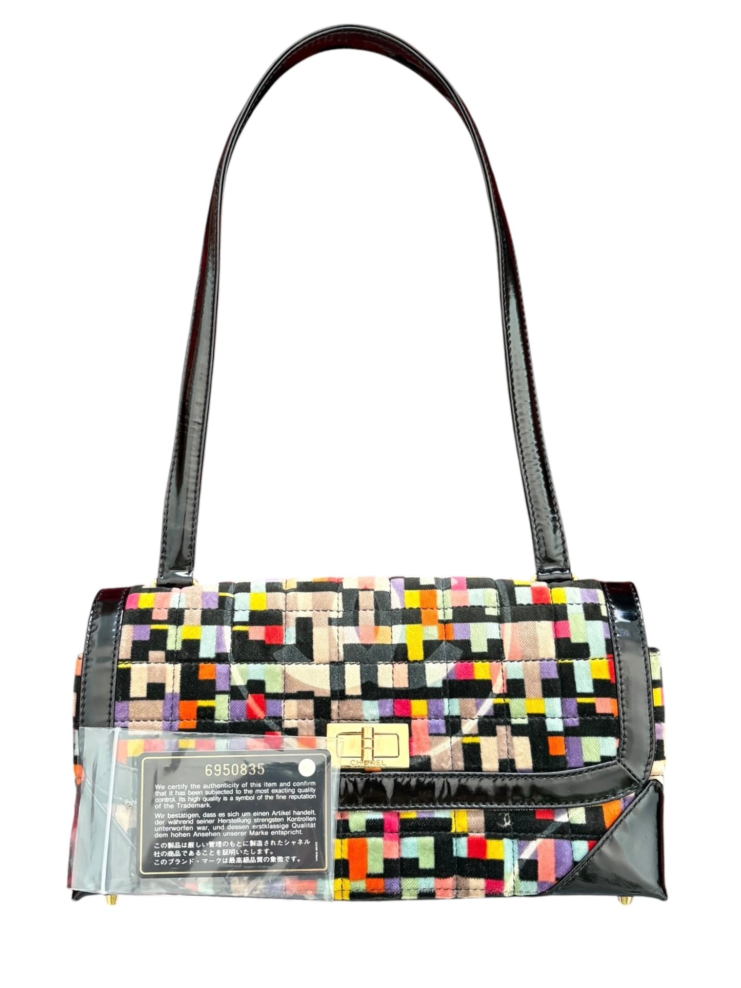 Chanel Shoulder Bag No. 6 Flap Velvet Multicolor Black