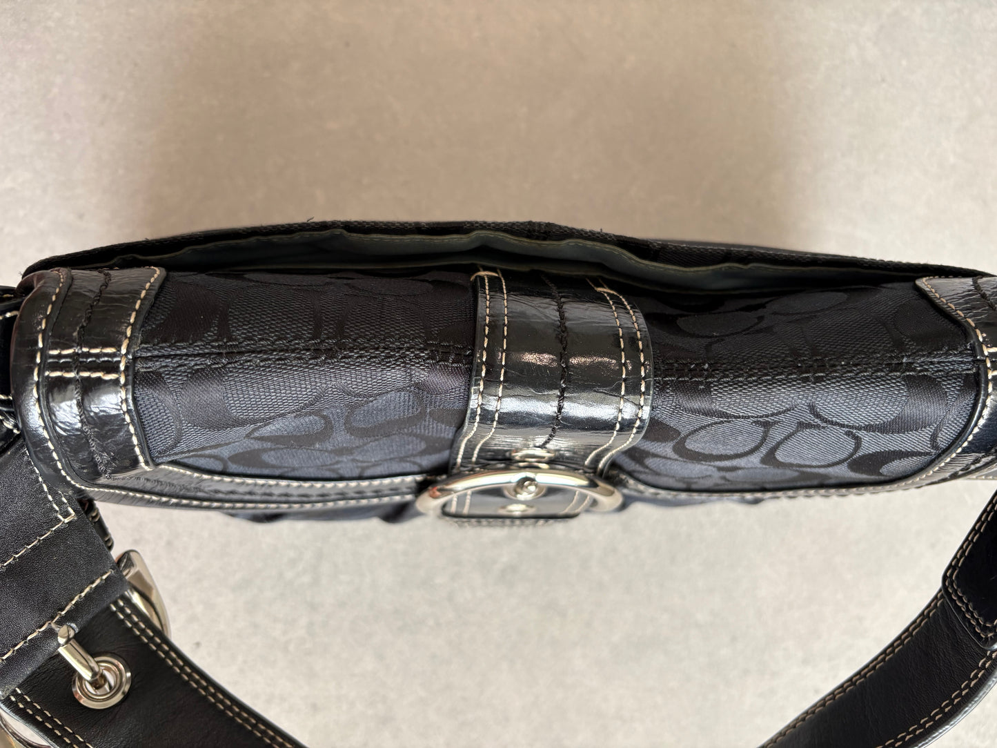 Coach Soho Black Monogram Shoulder Bag