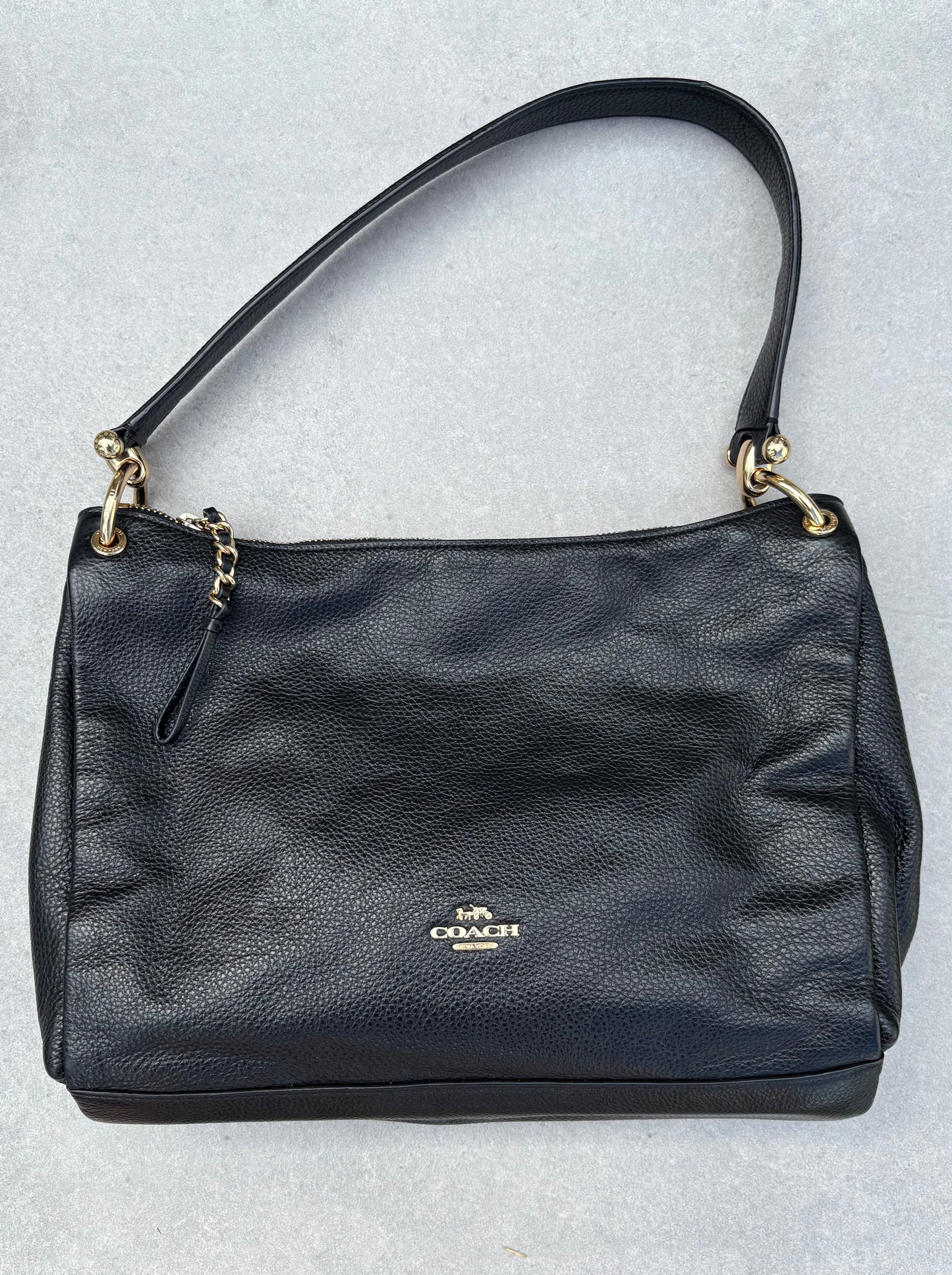 Coach Shoulder Bag Black Leather