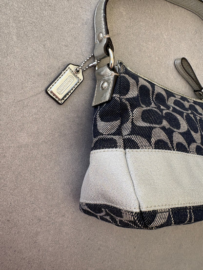 Coach Demi Denim and Silver Pouch
