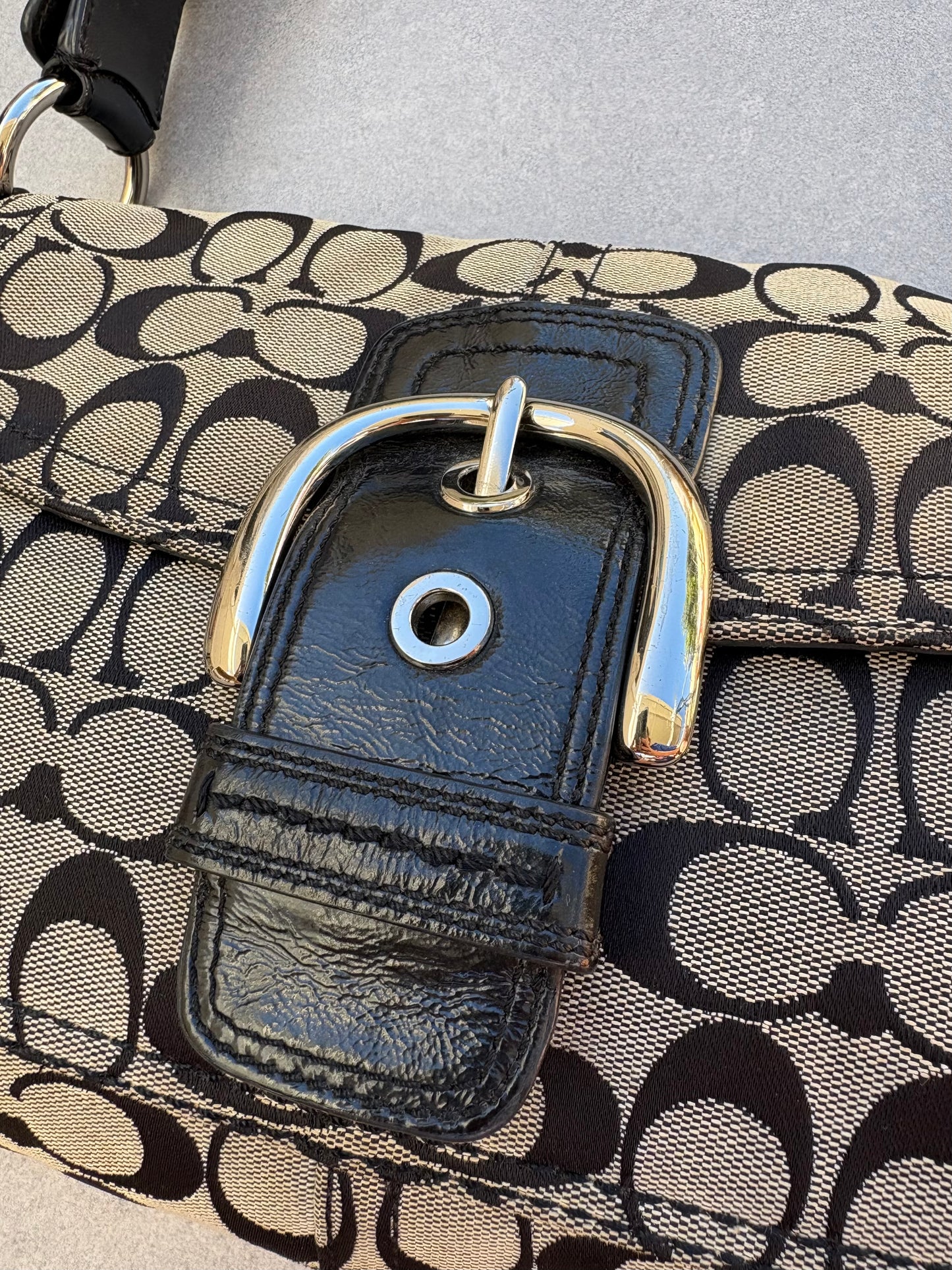 Coach Soho Black and Grey Monogram