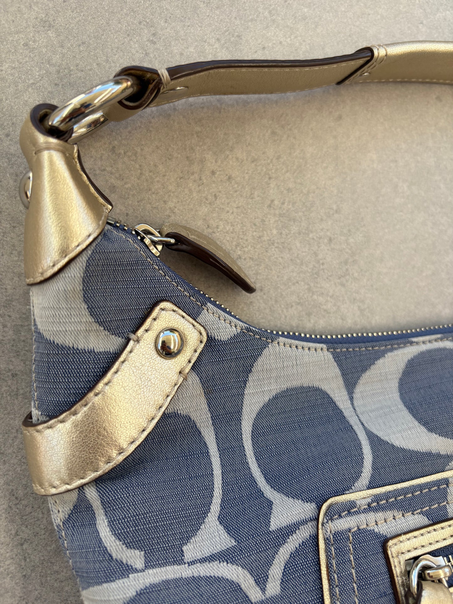 Coach Blue Monogram Shoulder Bag