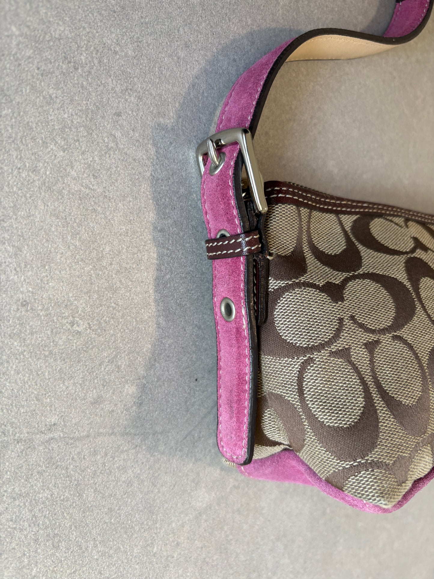 Coach Hampton Pink and Beige Shoulder Bag