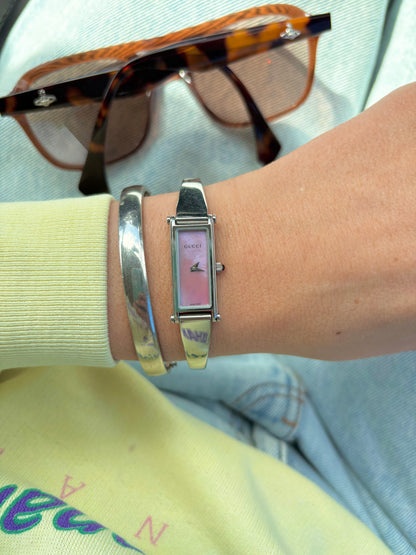 Gucci Stainless Steel Women Wrist Watch Mod 1500 L Pink Dial
