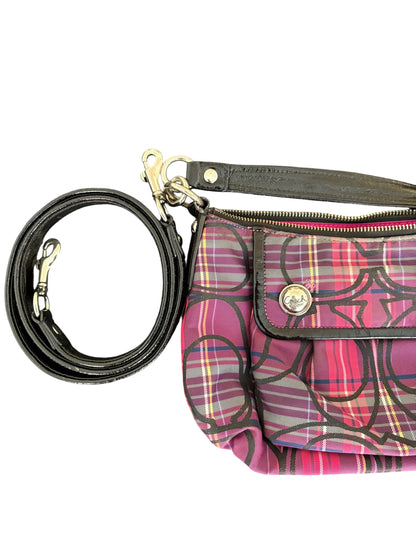 Coach Poppy Berry Tartan Plaid Shoulder Bag Two Way
