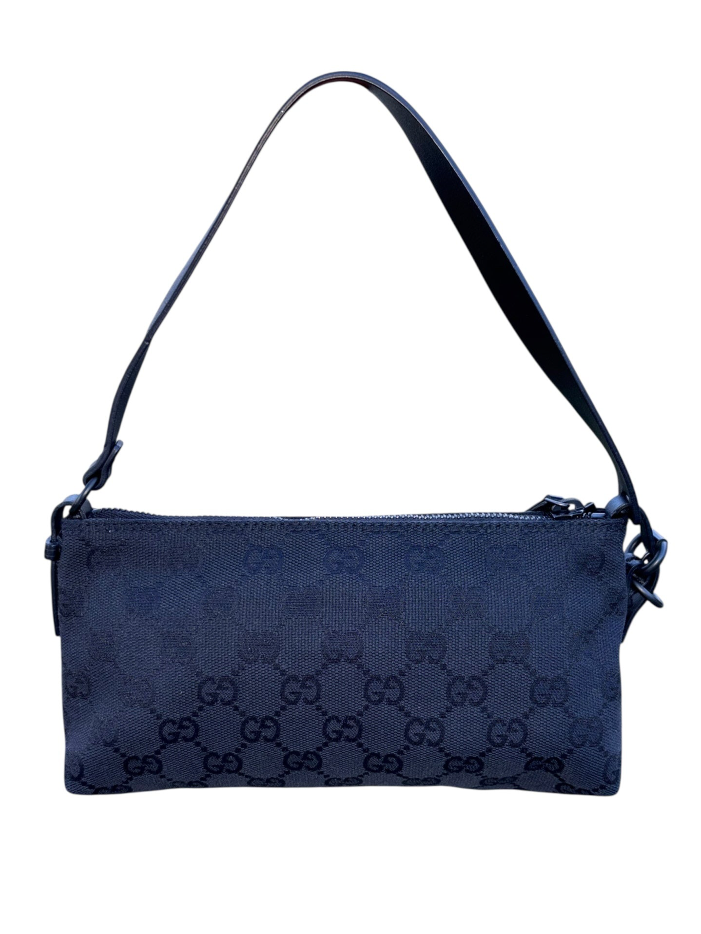 Gucci Black GG Canvas and Leather Pochette