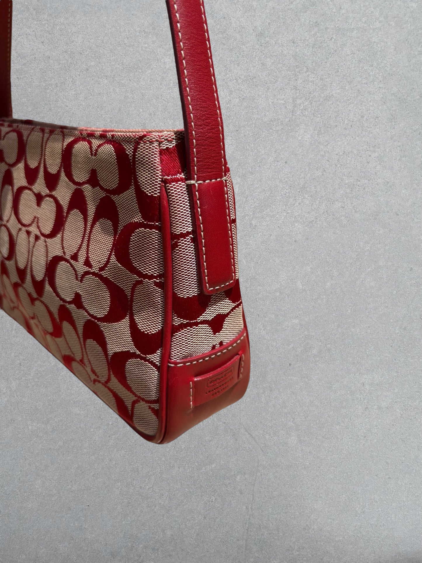 Coach Rare Red Monogram Shoulder Bag