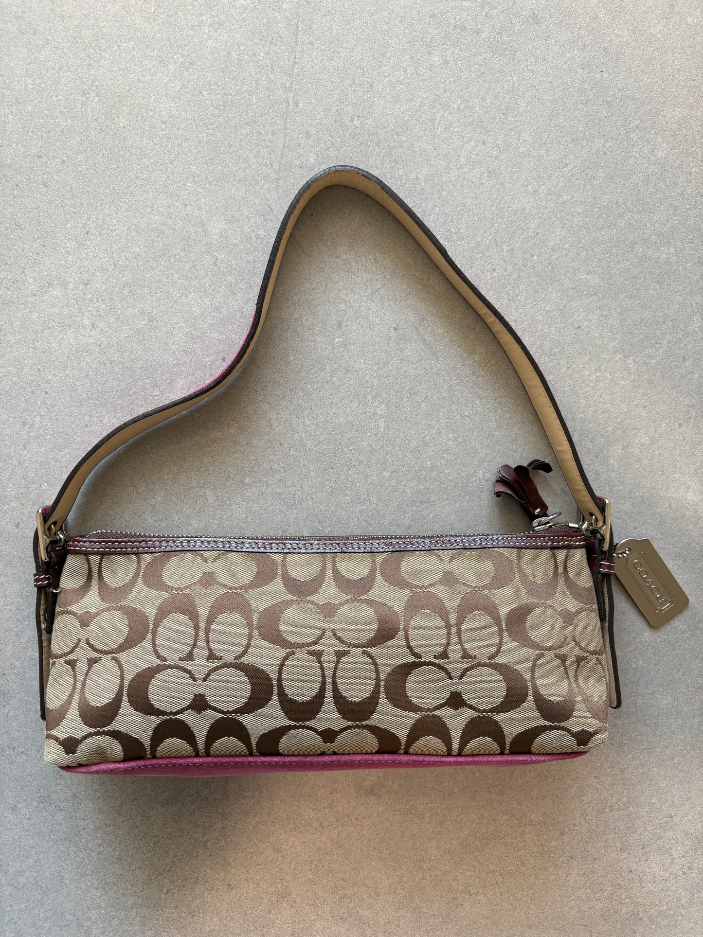 Coach Hampton Pink and Beige Shoulder Bag