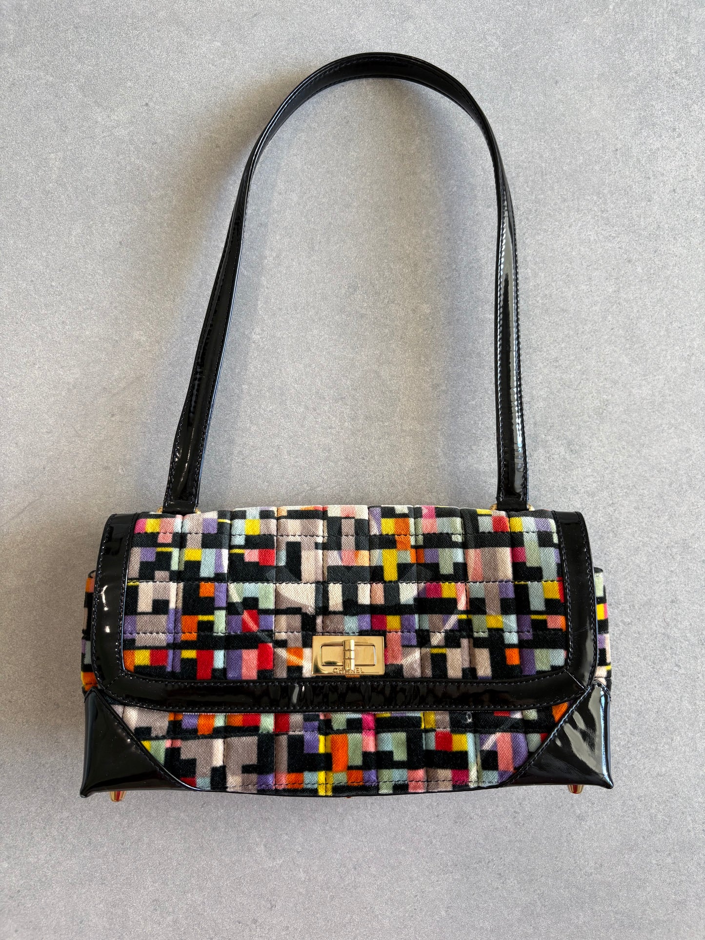 Chanel Shoulder Bag No. 6 Flap Velvet Multicolor Black