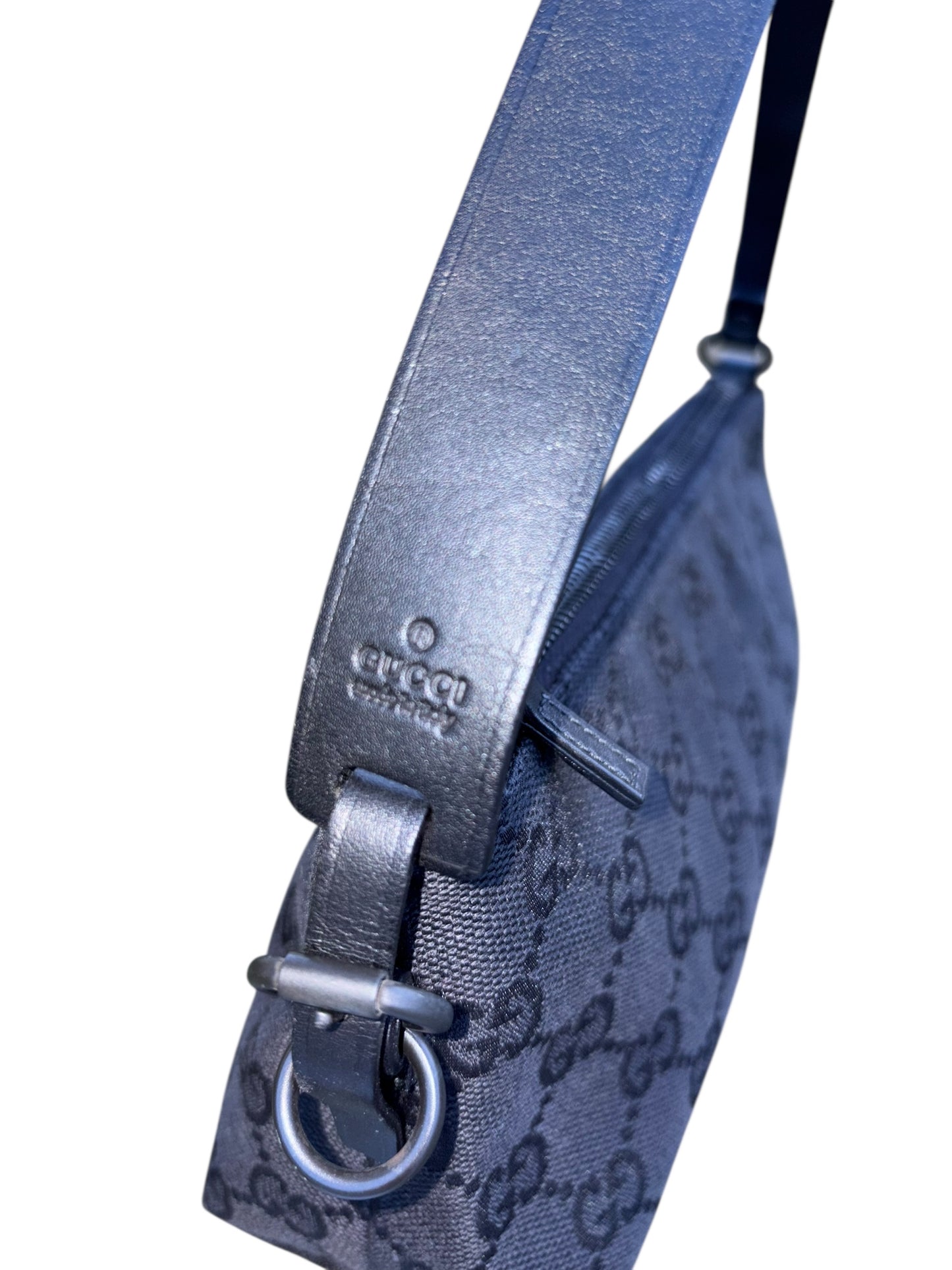 Gucci Black GG Canvas and Leather Pochette
