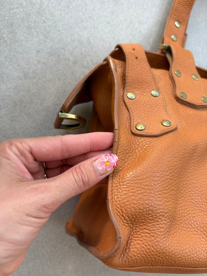Mulberry Roxanne Tan Grained Leather Satchel Bag
