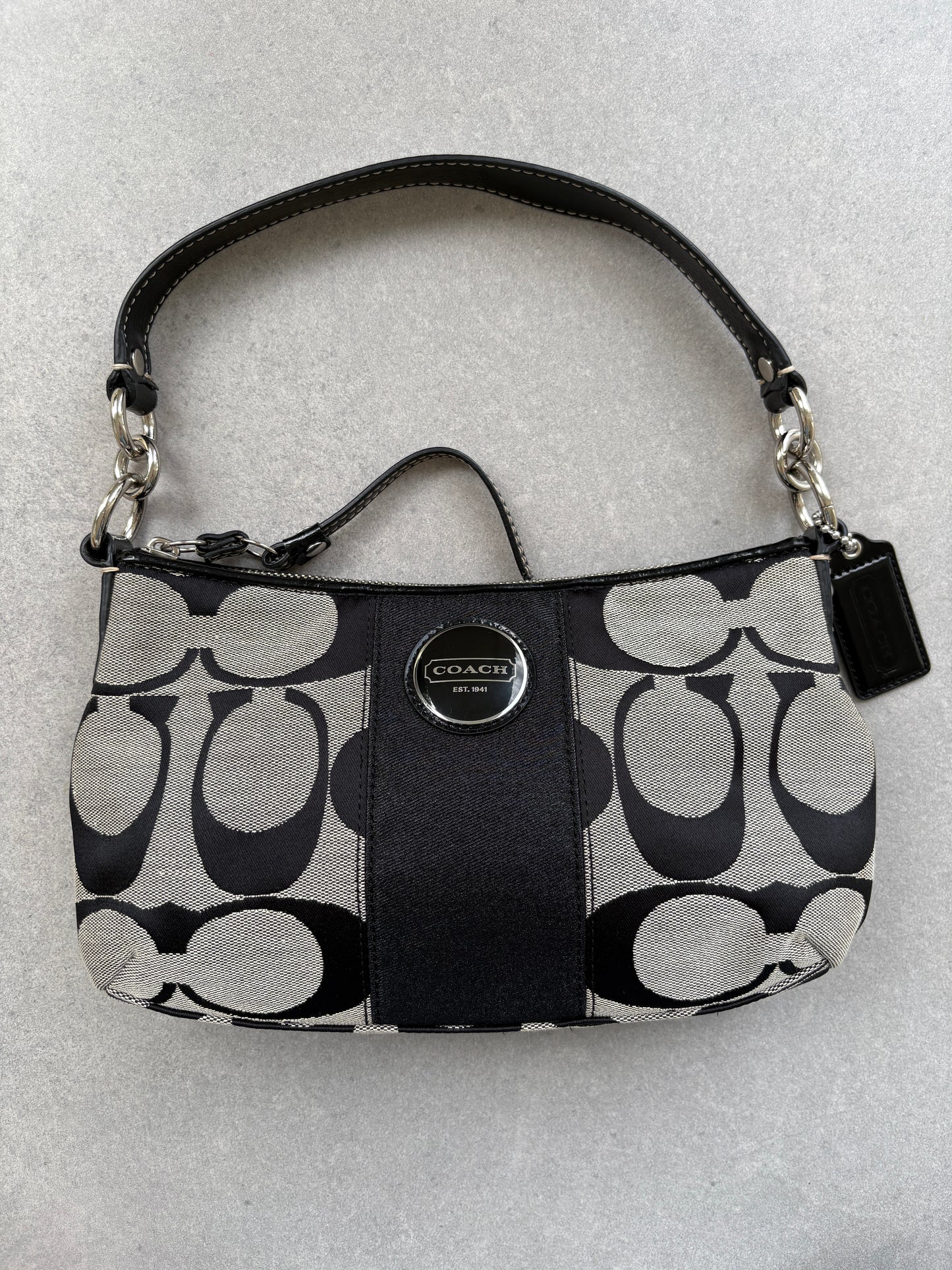 Coach Poppy Monogram Black Shoulder Bag